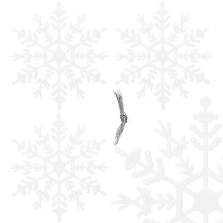 Zawieszki choinkowe 12 cm, białe śnieżynki brokatowe, 3 sztuki