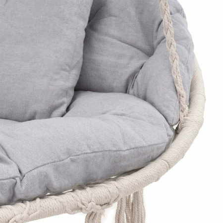 Huśtawka bocianie gniazdo dwuosobowa do 300 kg, fotel ogrodowy z poduszkami, boho kremowy