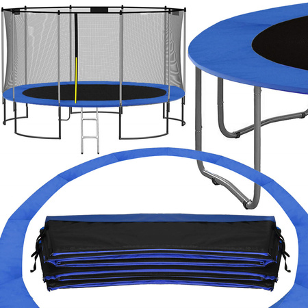 Siatka do trampoliny zewnętrzna z osłoną na sprężyny 427 cm 14 FT 8 słupków niebieska