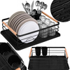 Ociekacz do naczyń 42x31x14 cm metalowa suszarka z tacką czarno-brązowa