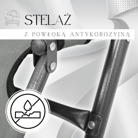 Leżak ogrodowy grawitacyjny szary zestaw 2 szt.