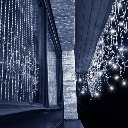 Kurtyna świetlna 500 led biały zimny, flash girlanda, lampki wewnętrzno-zewnętrzne sople