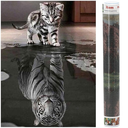 Haft diamentowy mozaika zwierzęta obraz 40x30 cm kot i tygrys