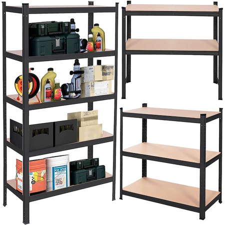 Regał metalowy magazynowy 5 półek 150x75x30cm 675kg do piwnicy, garażu