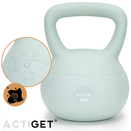 Kettlebell miękki 8 kg ciężar do ćwiczeń, kula treningowa, fitness, turkusowy