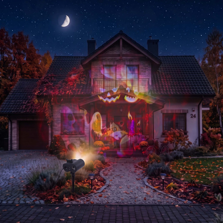 Projektor, rzutnik laserowy na dom, ścianę 12 slajdów, świąteczny, Halloween, pilot, timer