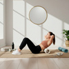 Roller fitness do masażu ciała, średnio twardy, wałek z wypustkami, jasny beż