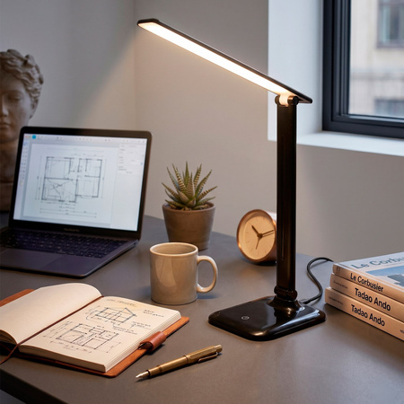 Lampka LED na biurko 55 cm z regulowanym ramieniem, do nauki, czytania, pracy, 3 barwy światła