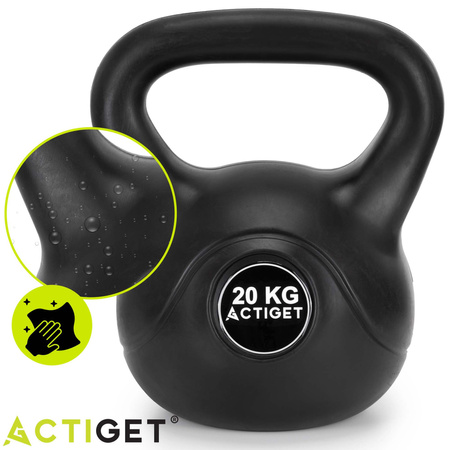 Kettlebell do ćwiczeń 20 kg hantla, odważnik treningowy ABS kula czarna