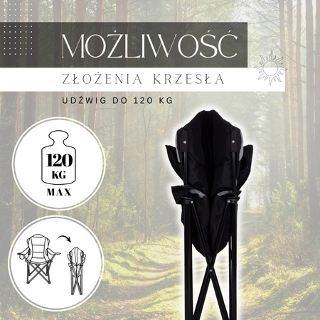 Krzesło turystyczne składane wędkarskie kremowo-szaro-czarne
