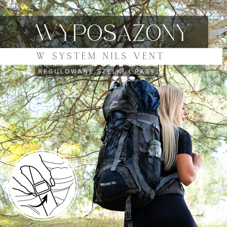 Plecak trekkingowy 90 L turystyczny na survival w góry, z osłoną przeciwdeszczową