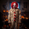 Straszny klaun maska na Halloween zabójca krwawy claun z włosami przebranie horror cosplay