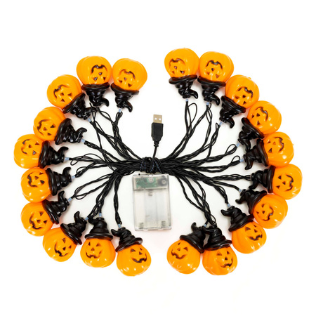 Girlanda na Halloween 20 LED dynie łańcuch świetlny 5 m na baterie IP44 świecąca dekoracja