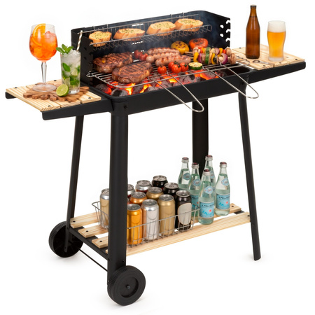 Grill węglowy z regulacją wysokości, grill ogrodowy z widelcami i rusztem, przenośny