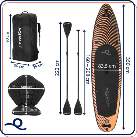 SUP do pływania 350 cm deska paddleboard stand up pompowana z wiosłem i akcesoriami