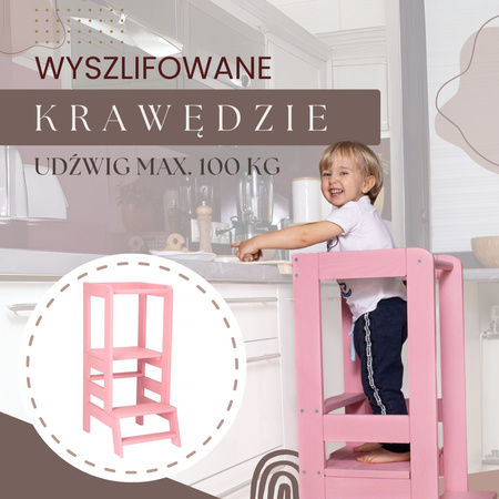 Kitchen helper, pomocnik kuchenny, podest dla dzieci 90 cm różowy