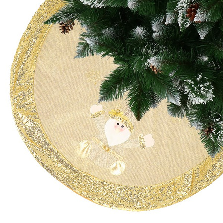 Dywanik pod choinkę z mikołajem 106 cm złota mata na prezenty