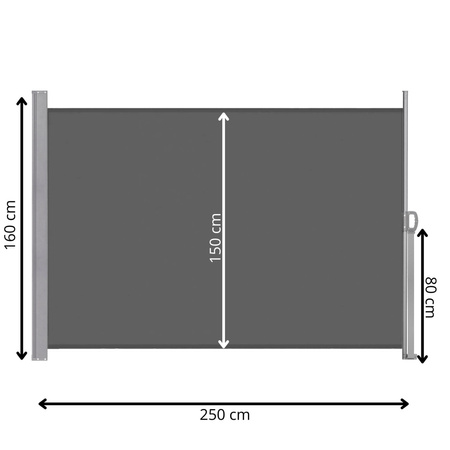 Markiza boczna tarasowa 250x160 cm roleta na balkon przesuwana osłona grafit